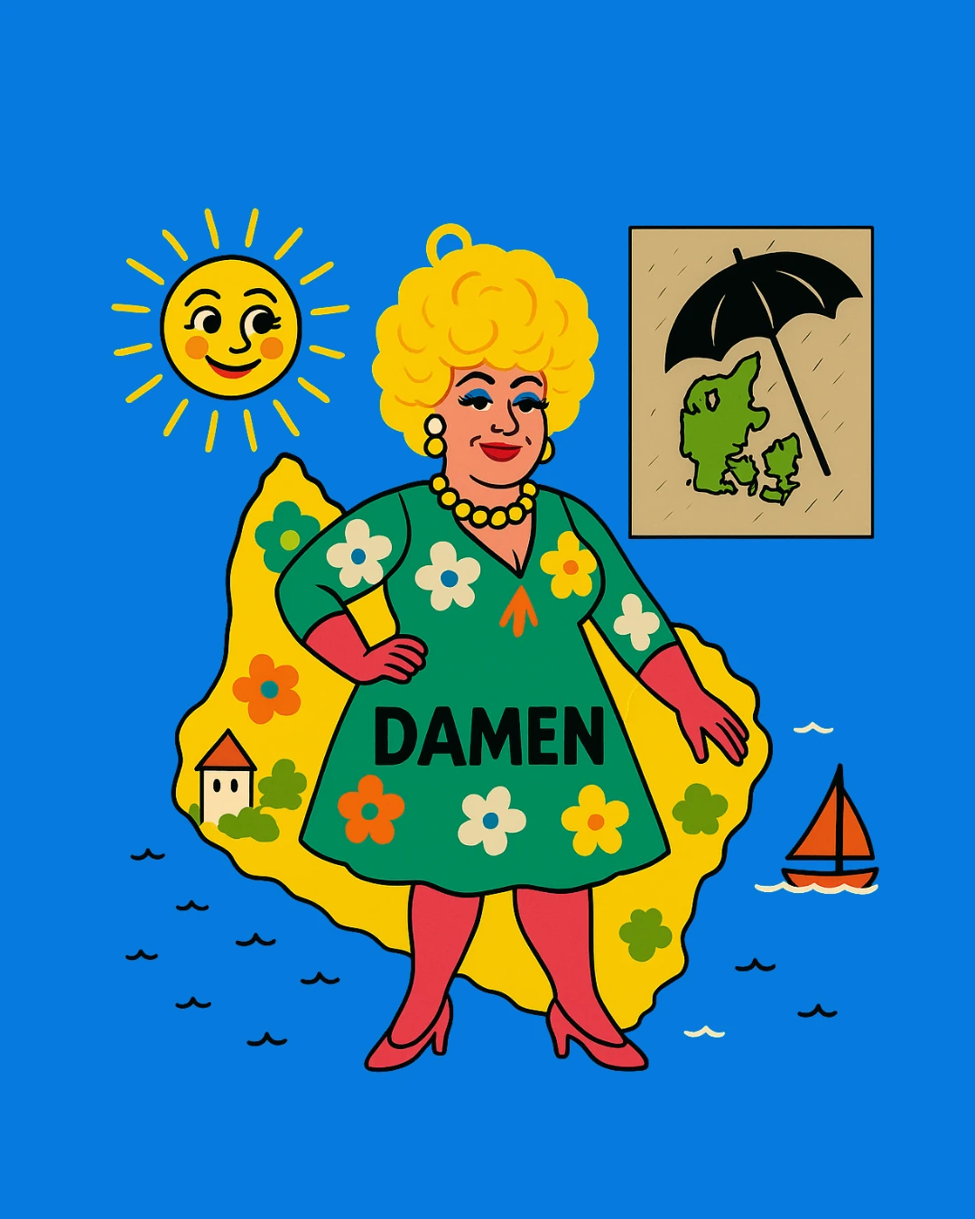 Damen, Bornholms eneste drag queen, i fuld gang på gaden