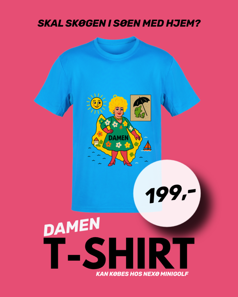 Damen T-shirt, 199 kr, kan købes hos Nexø Minigolf